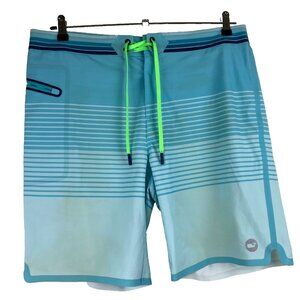 Vineyard Vines Board Shorts Mens Sz 34 Blue Striped Whale Logo Swim Surf Beach